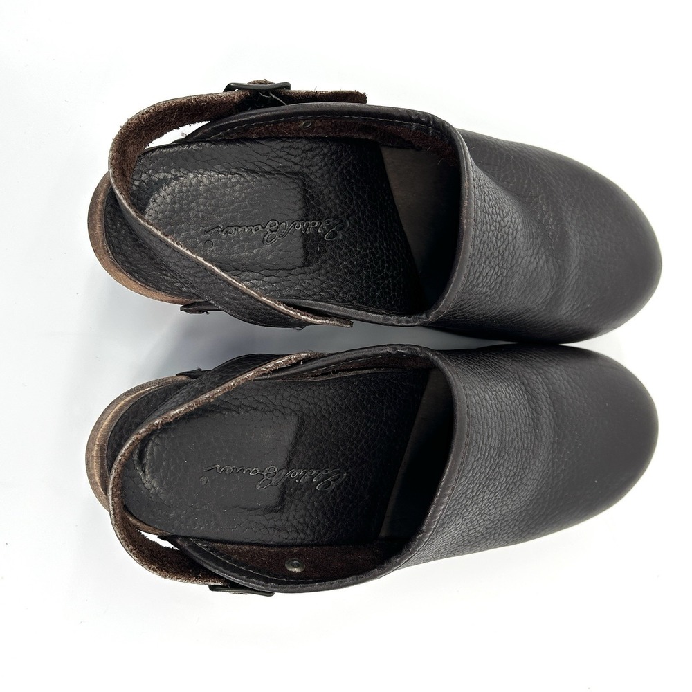 Eddie Bauer Womens Leather Clogs Size 8 Brown Chunky Wood Heel Comfort Y2K Mules - Picture 7 of 11
